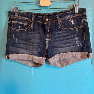 Vigoss Dark Blue Distressed Jean Shorts